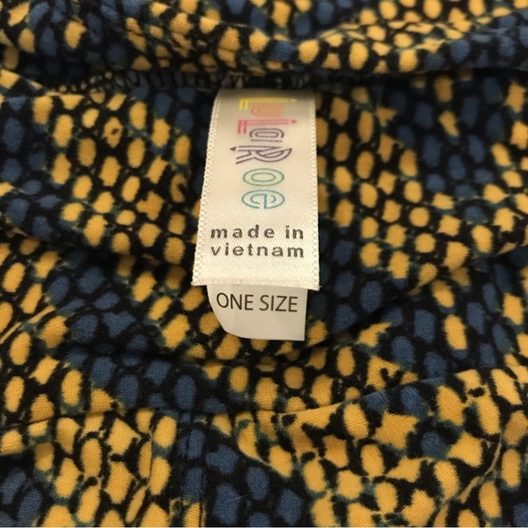 LuLaRoe One Size Leggings in Blue and Gold - Picture 2 of 2
